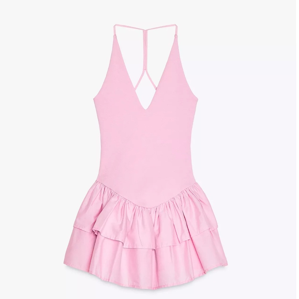 Pink Ruffled Mini Dress - Picture 3 of 4